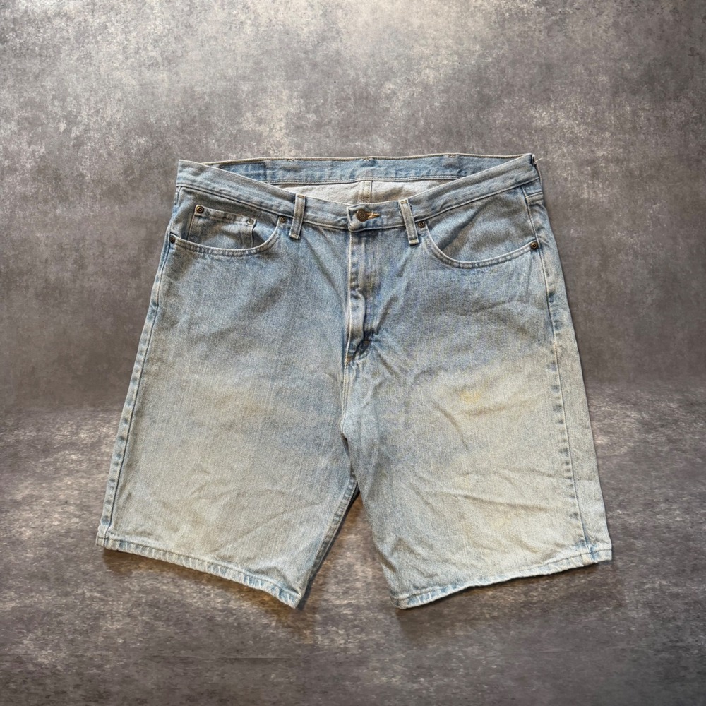 Wrangler Mens Relaxed Fit Denim Shorts 38 Light Wash Blue Jorts 606NWLT Cotton